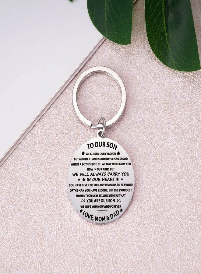 Aesnefe to Our Son Keychain Gifts from Mom and Dad, Mother to Son Father to Boys Birthday Christmas Graduation Jewelry Gift, Back to School Gift for Son from Parents - Image 2